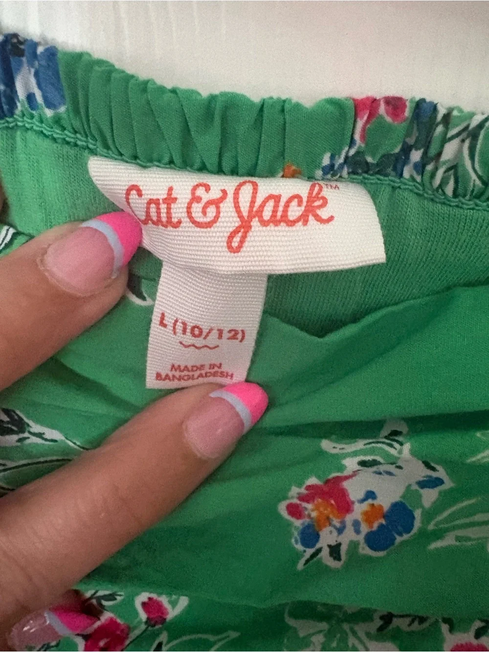 Cat & Jack Green Floral Smocked Waist Dress